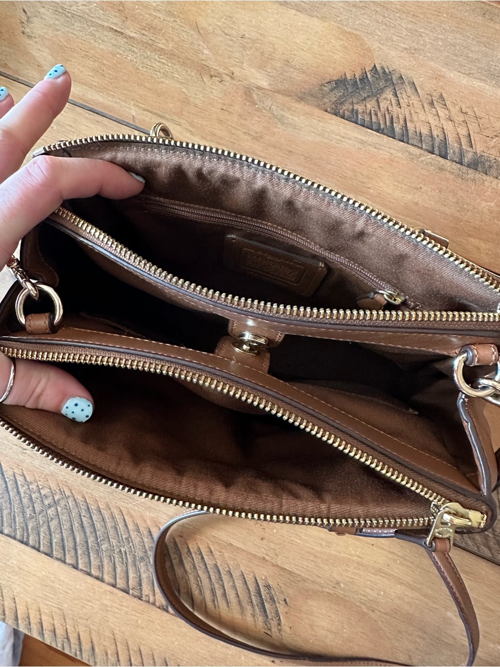 Coach Brown Signature Canvas Shoulder Satchel with Gold Hardware - Picture 5 of 6